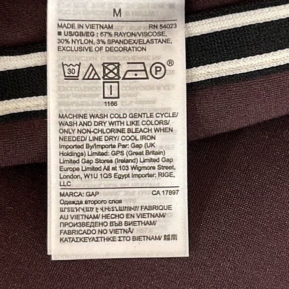 Gap legging Womens Size Medium Ponte side Striped Side Zipper Burgundy pants - Picture 9 of 9
